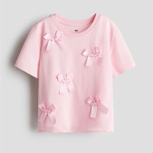 H&M Light Pink Kids Tee with Bows - 5T